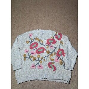 Sundance Cardigan Sweater Womens M Floral Embroidered Flowers Long Sleeve I1